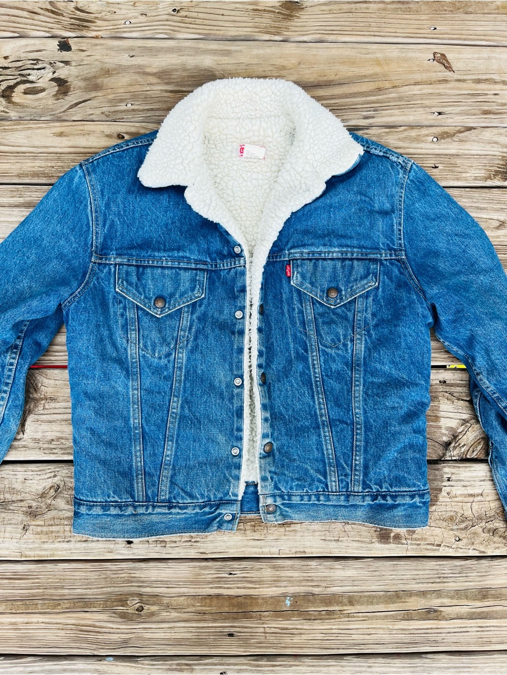 Vintage 70’s Levi's Blue Denim Jacket with White Sherpa Lining